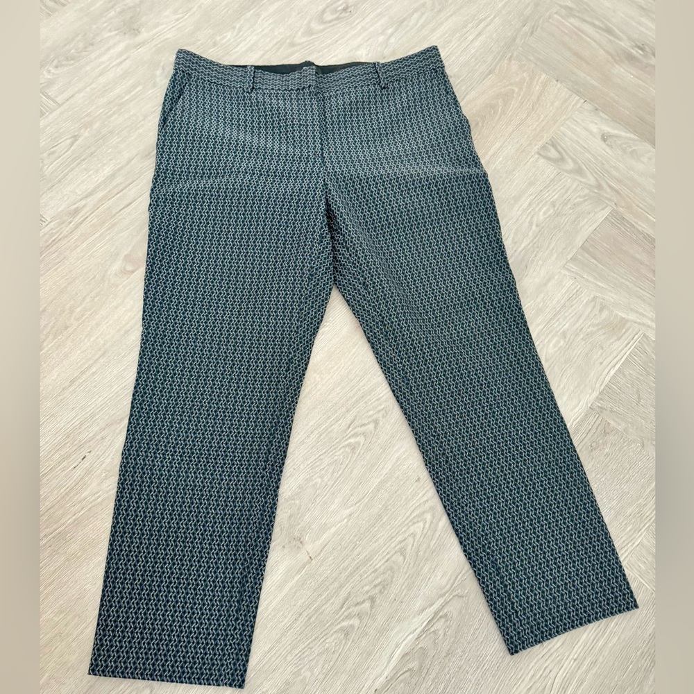 Theory multi dot jacquard Pant Trousers size 12 New with tags blue stretch